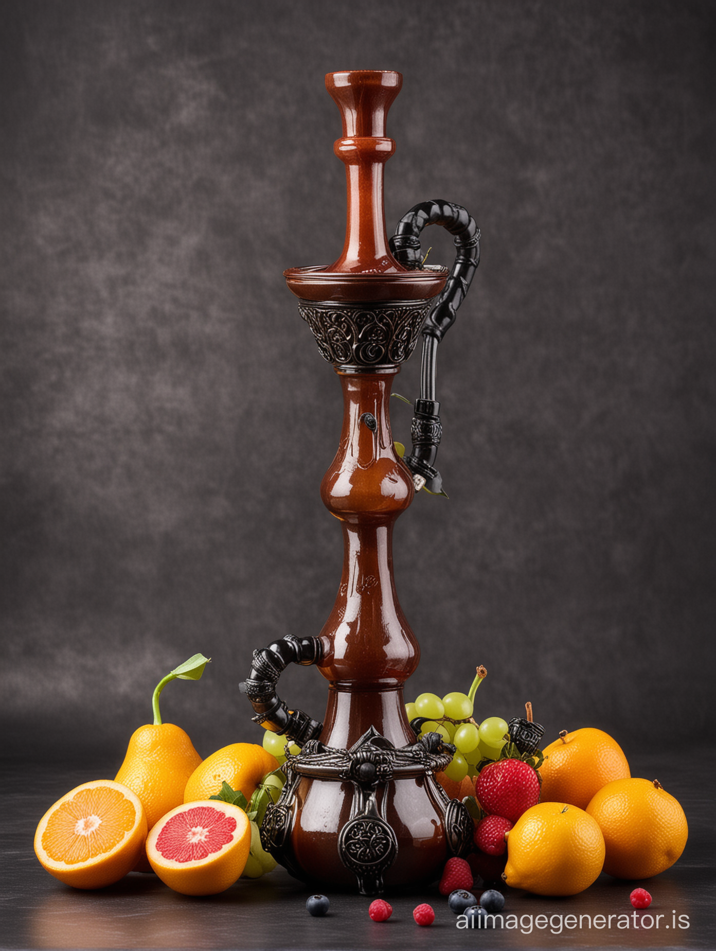 Some hookah designed with fruits with solid background