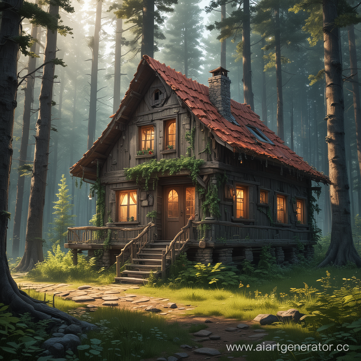 Иконка для игры! домик в лесу 