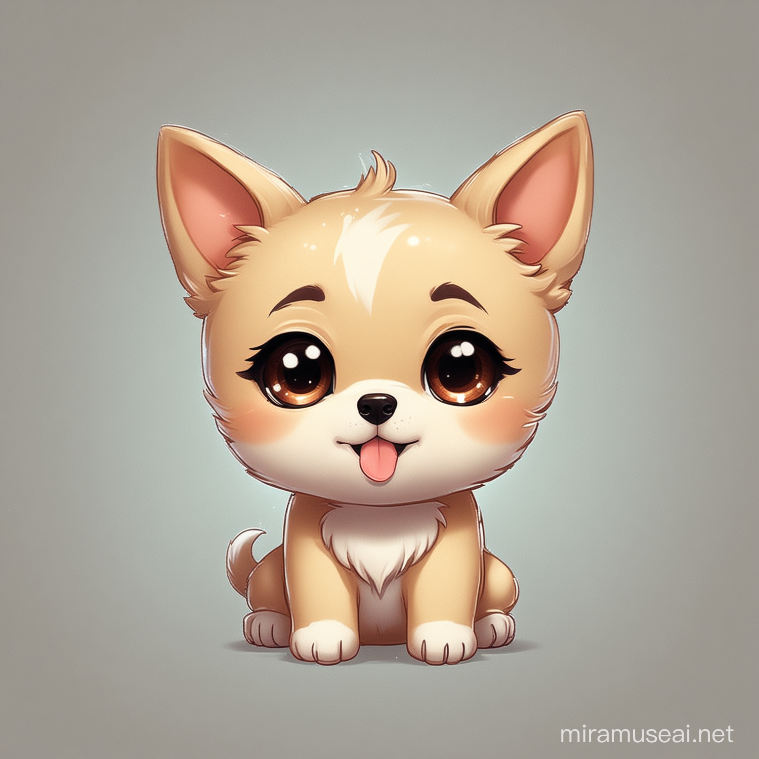 Adorable Chibi Dog with Playful Expression
