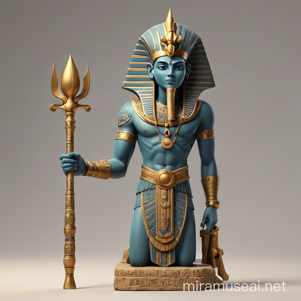 Realistic Osiris Egypt God Statuette in 3D Animation