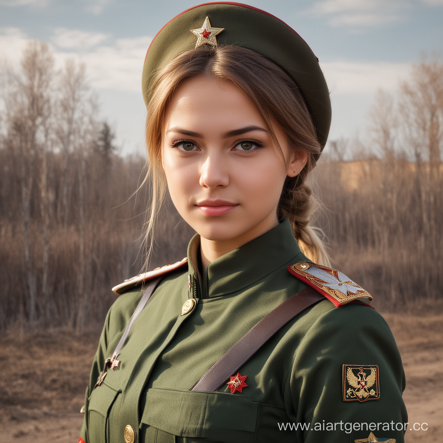 Russian military girl, cute