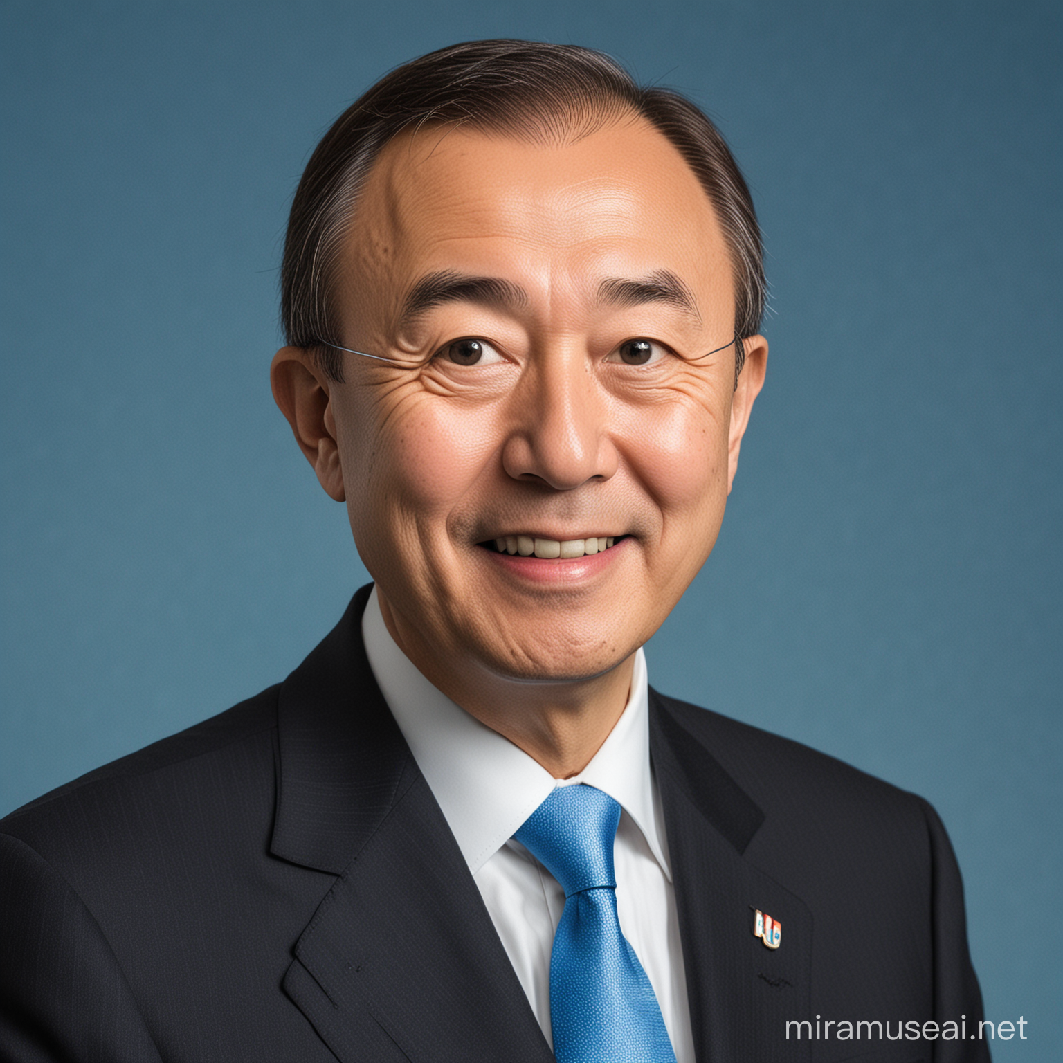 Ban Kimoon United Nations Secretary General Portrait with Blue Background