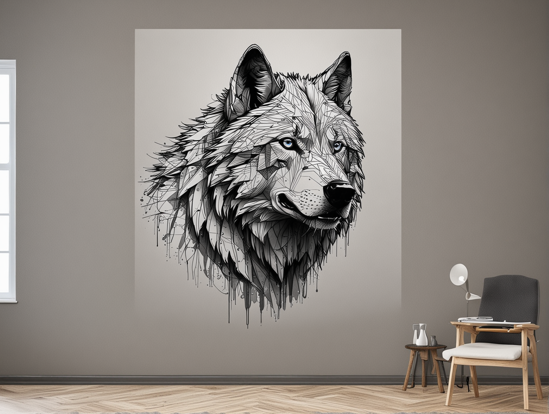 Stunning Low Poly Dire Wolf Wall Art Mesmerizing 2D Depiction