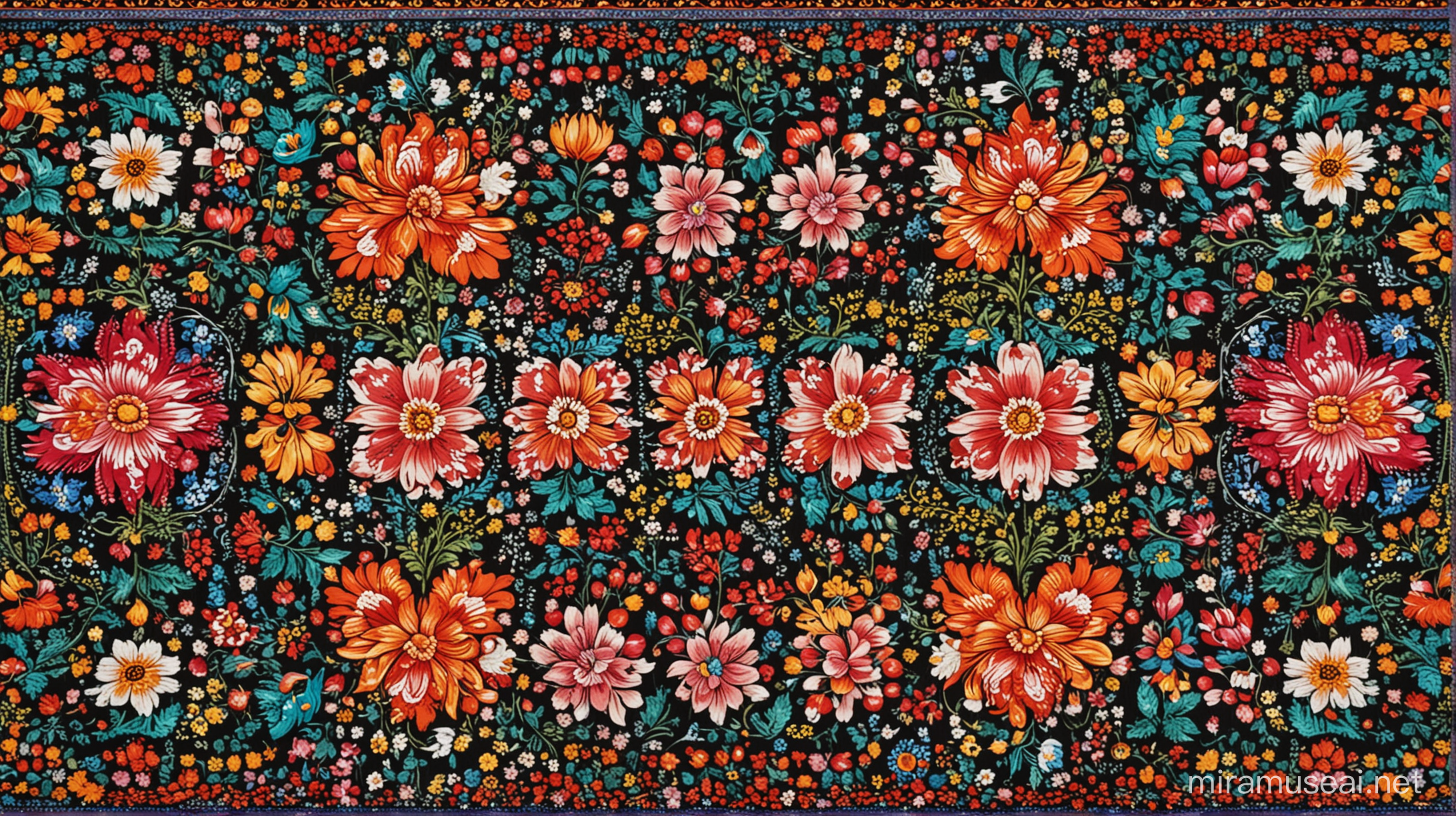 Vibrant Slavic Floral Ornaments A Colorful Panel