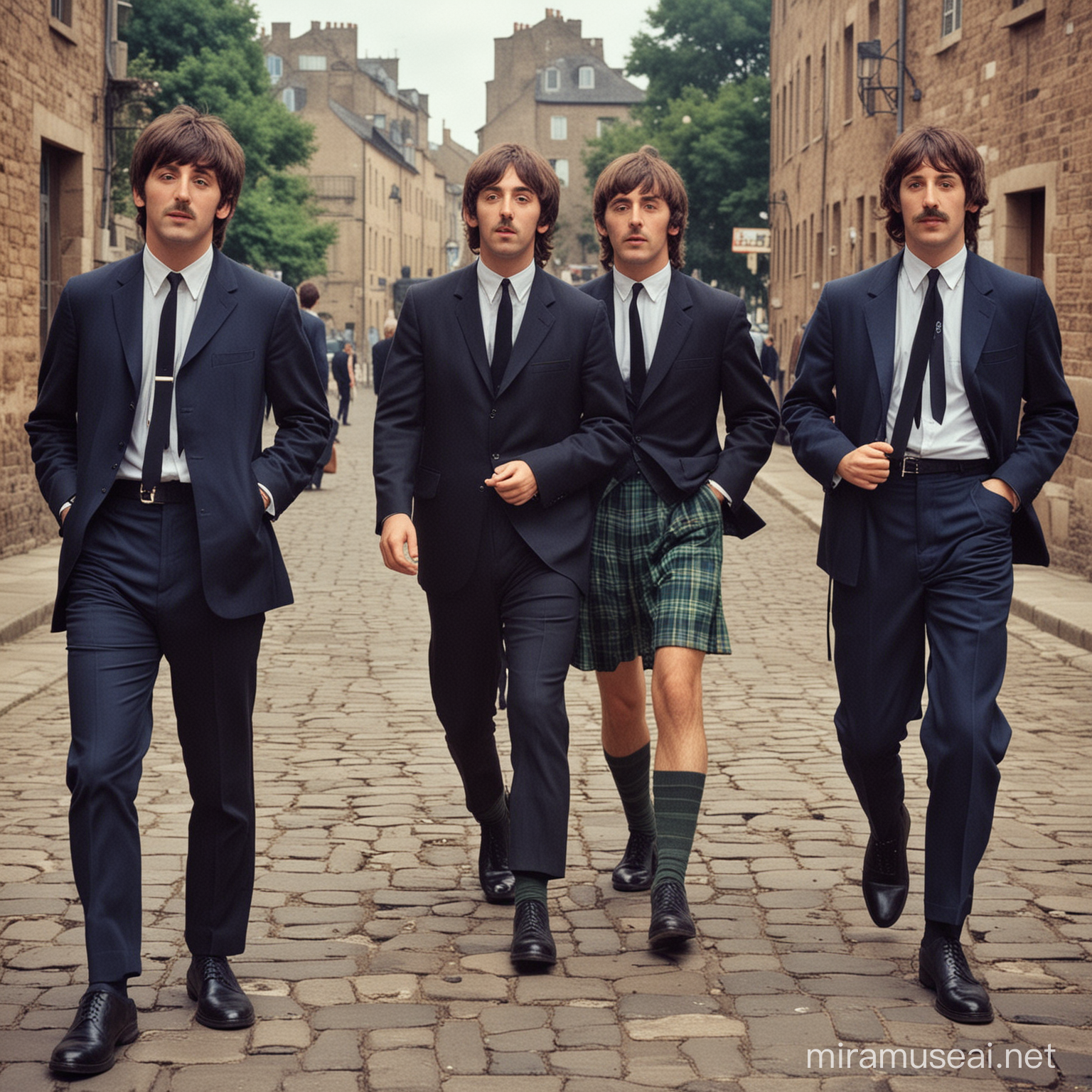 the beatles but one member is very stereotypical italian and another member is stereotypical scottish