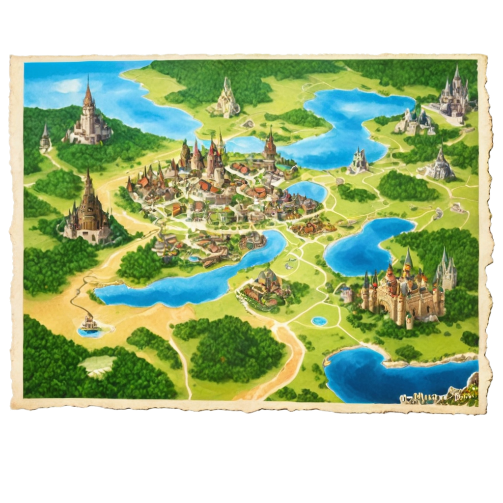 Realistic huge map of magic world