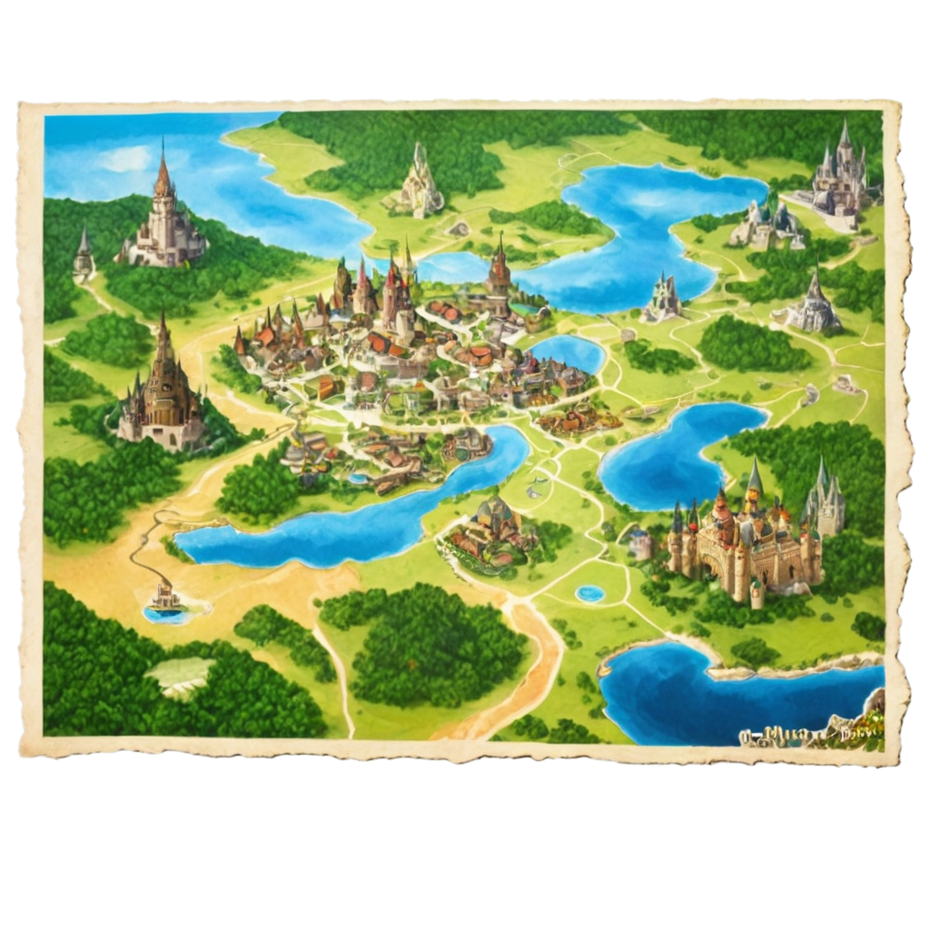 Realistic Huge Map of Magic World Enchanting PNG Illustration for ...