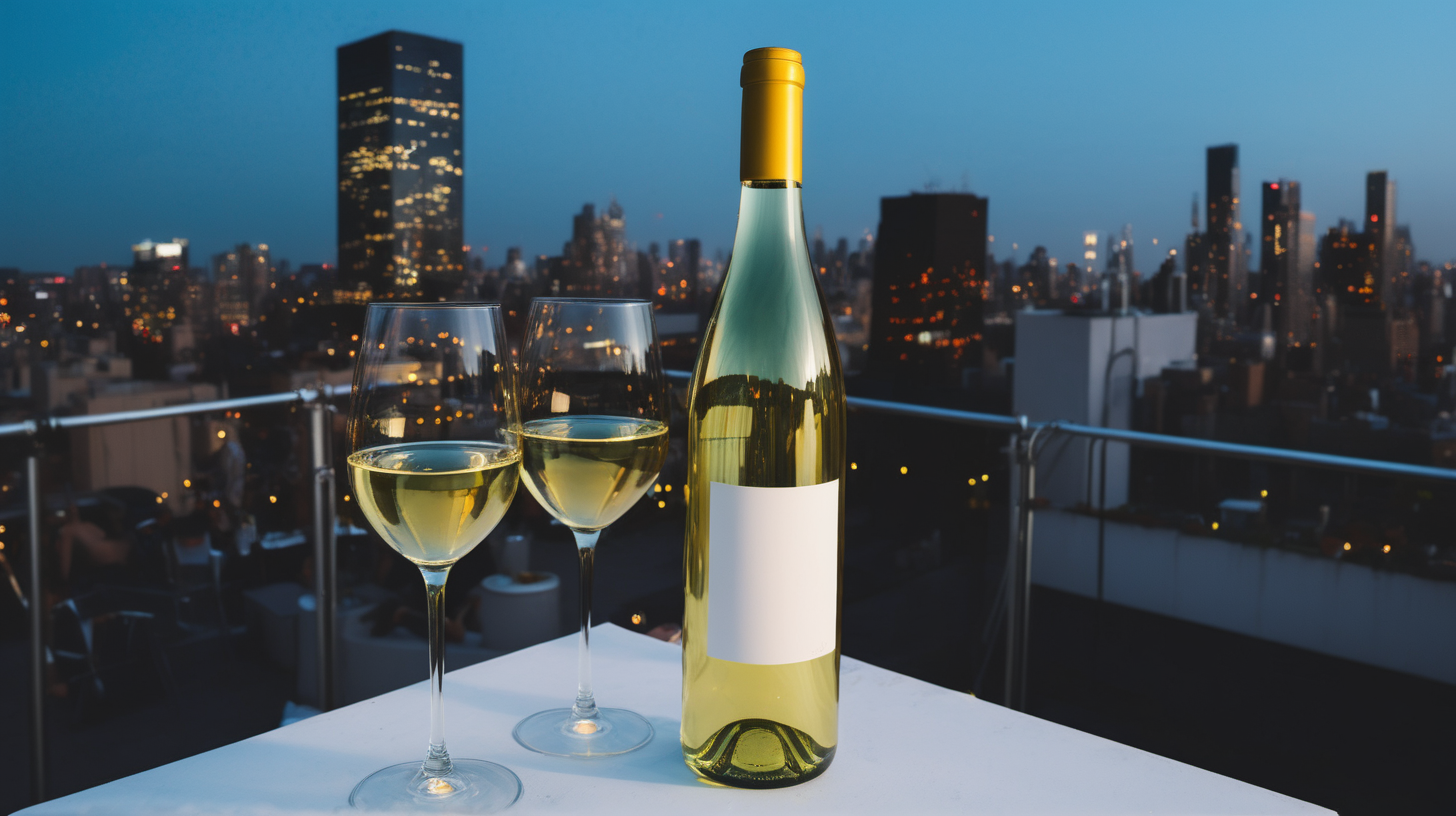 white wine at a rooftop party