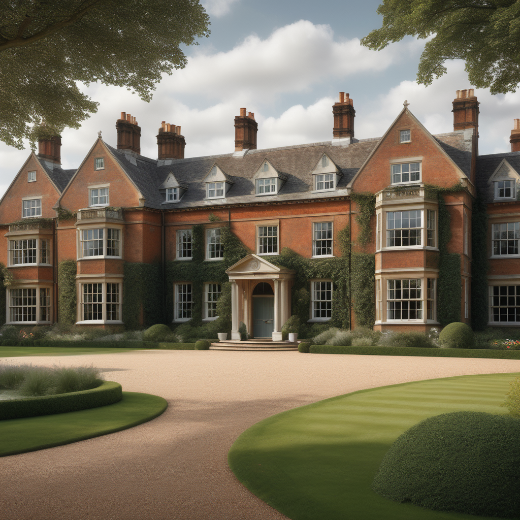 hyperrealistic image of an English country estate home
