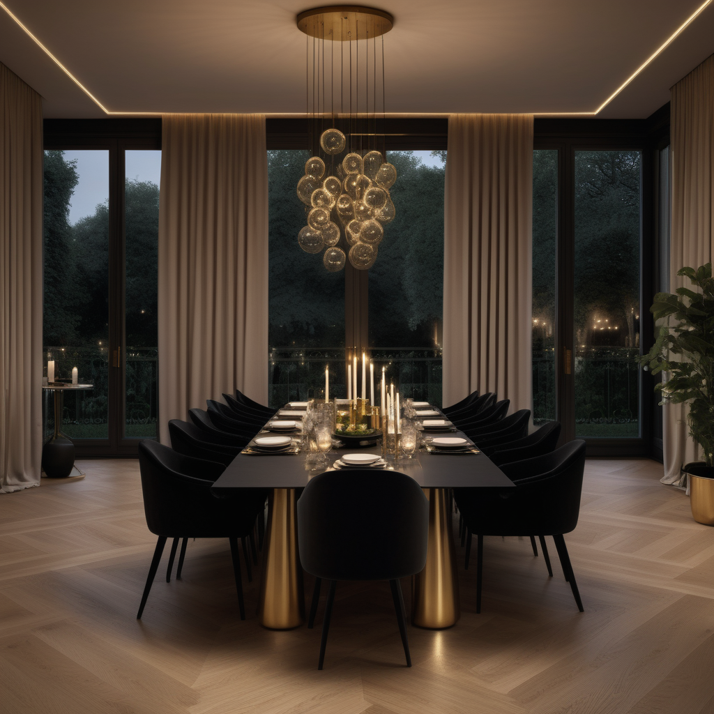 hyperrealistic of an elegant modern Parisian dining room