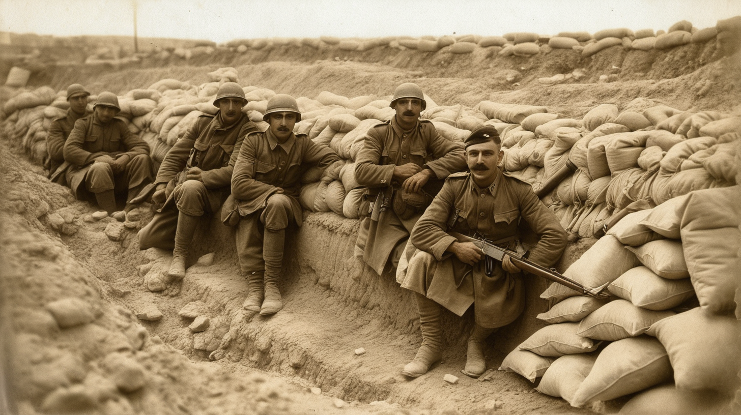 turkish soldiers in trench men with rifles beersheba