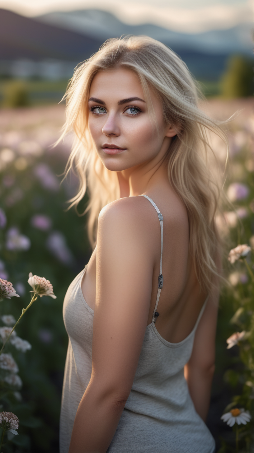 Beautiful Nordic woman very attractive face detailed eyes