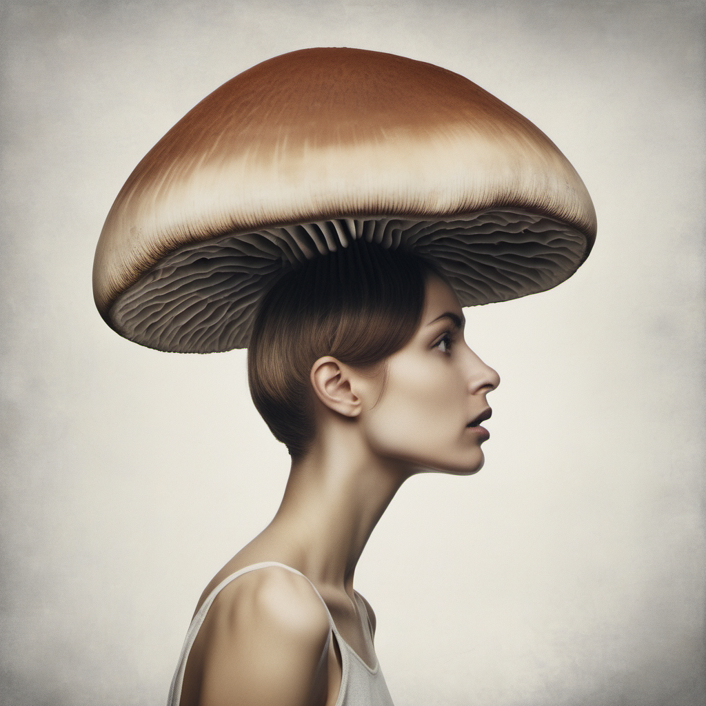 woman with a mushroom head