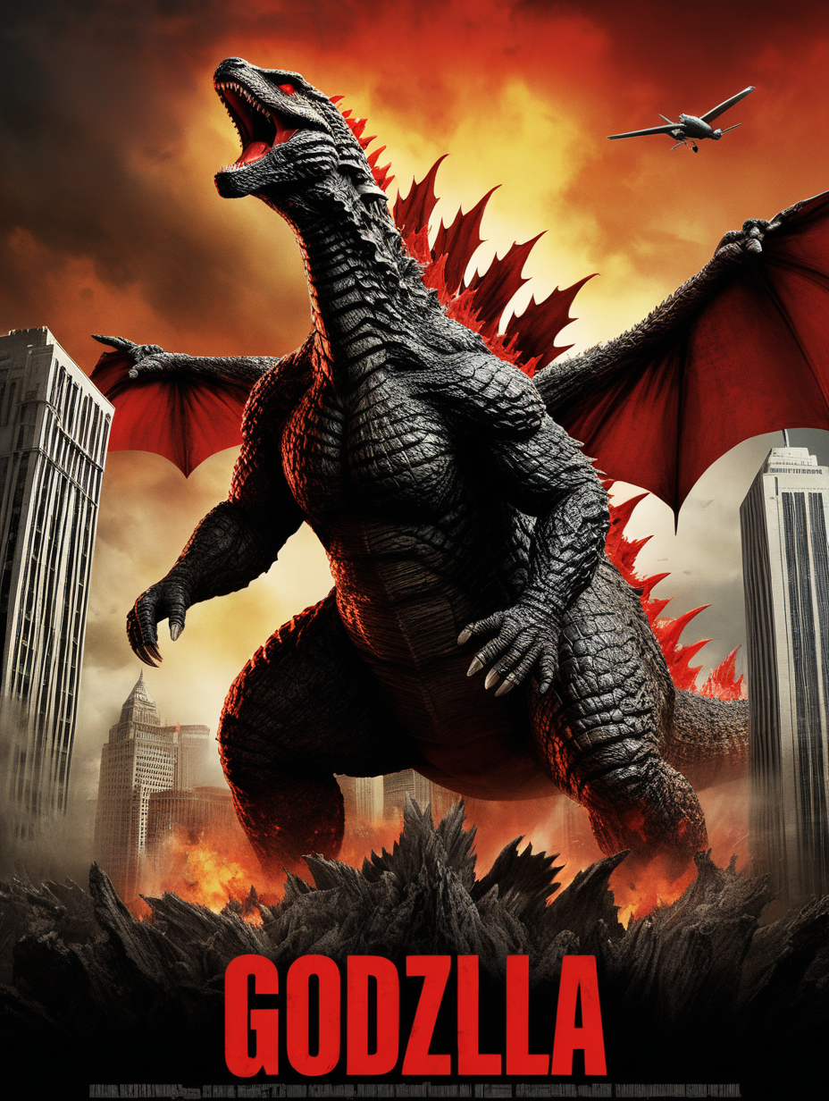 Affiche de film de Godzilla et dun dragon