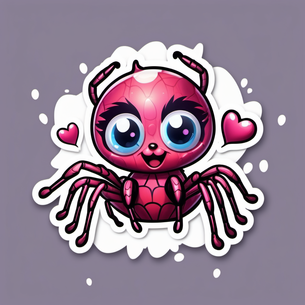 super Adorable little spider cartoonsticker valentine hearts sweet