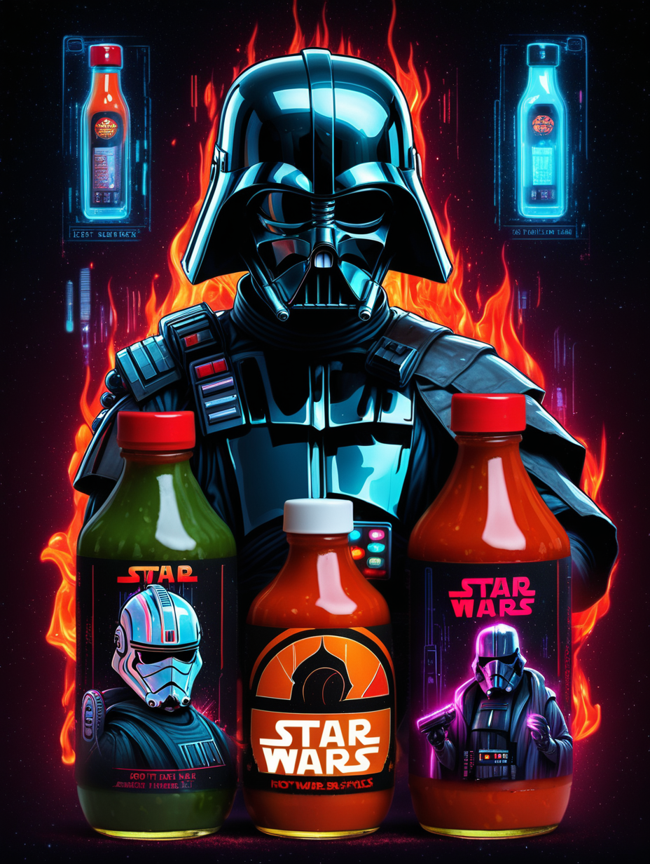star wars cyberpunk hot wars hot sauce poster