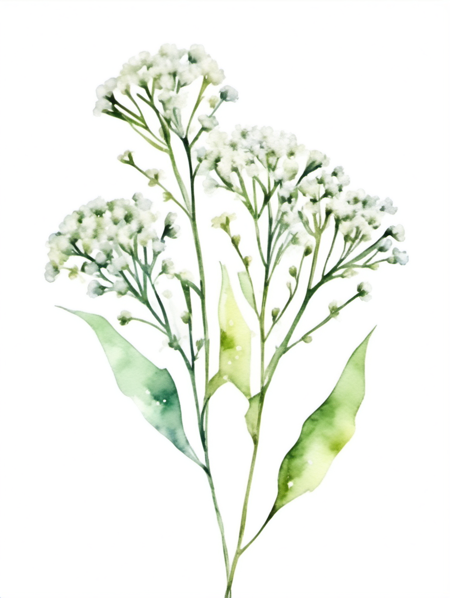 simple babys breath watercolor style with a white