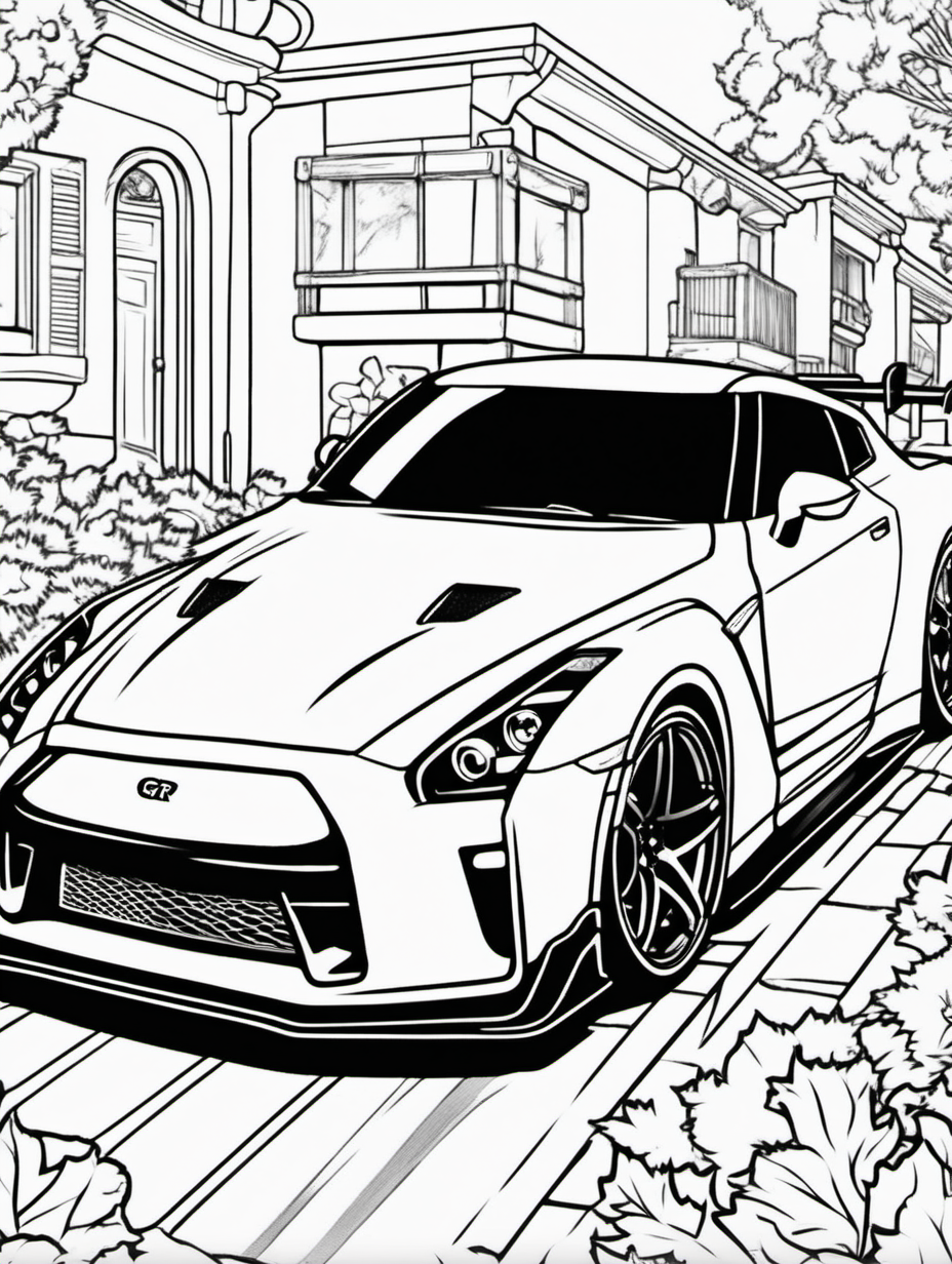 GTR sportscar for childrens coloring book