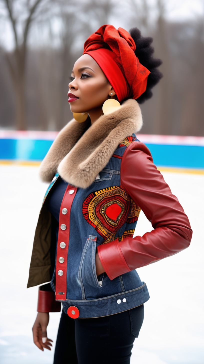 A beautiful black woman wearing an African printed