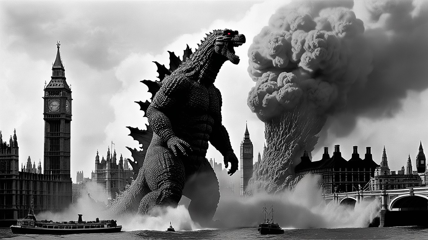Godzilla destroying London