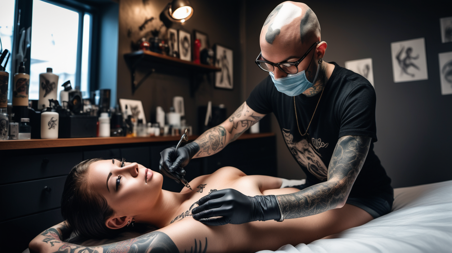 An ultrarealistic photograph capturing a Tattoo performance scene