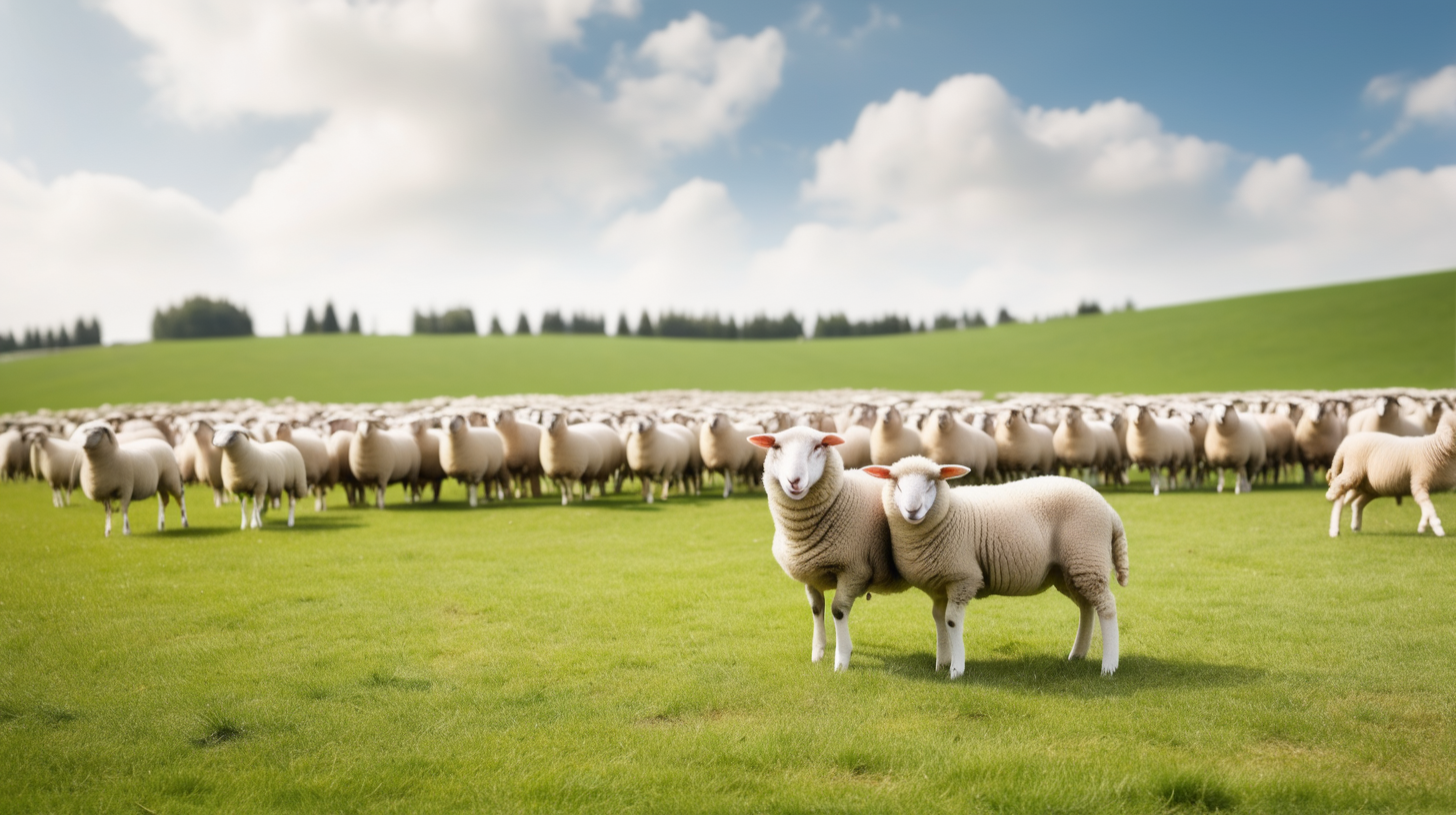 sheep field farm isolated on background copy space