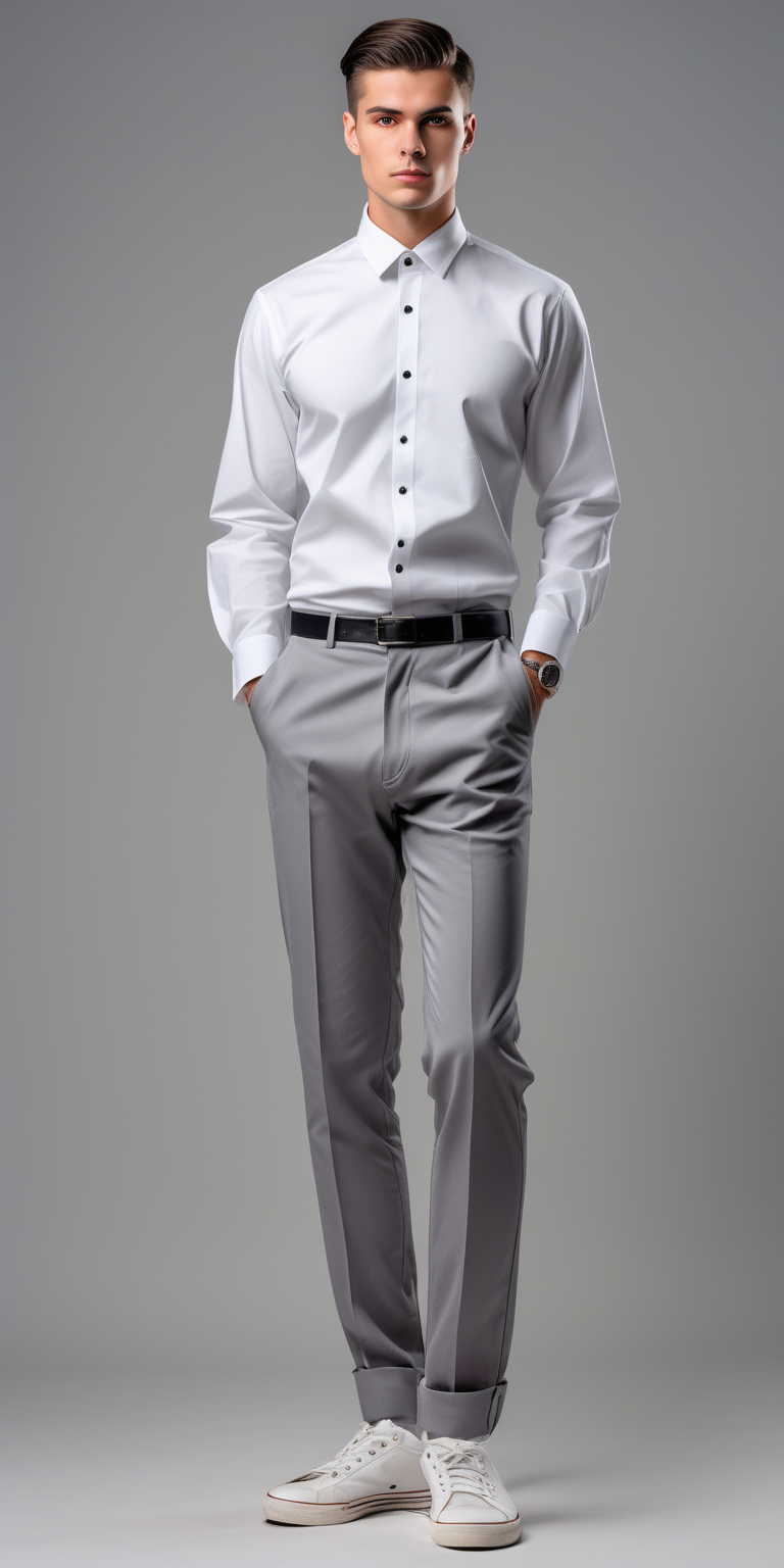 man waiter uniform long sleeve white shirt modern