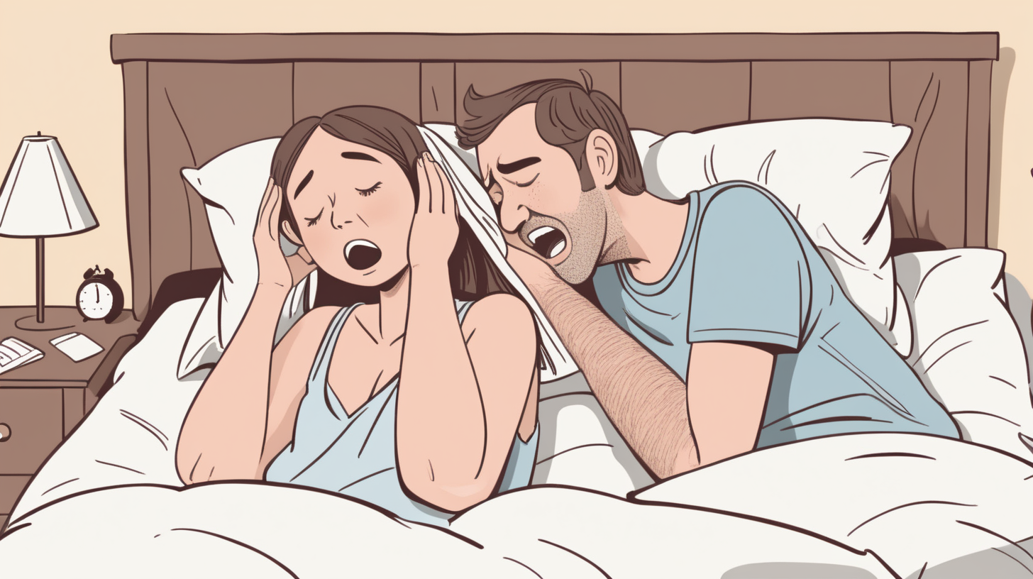 A simple illustration of couple on bed woman