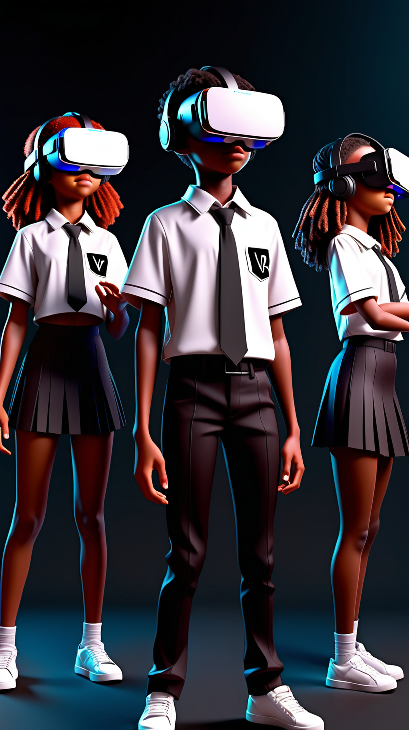 black high school kids learning VR in 3D