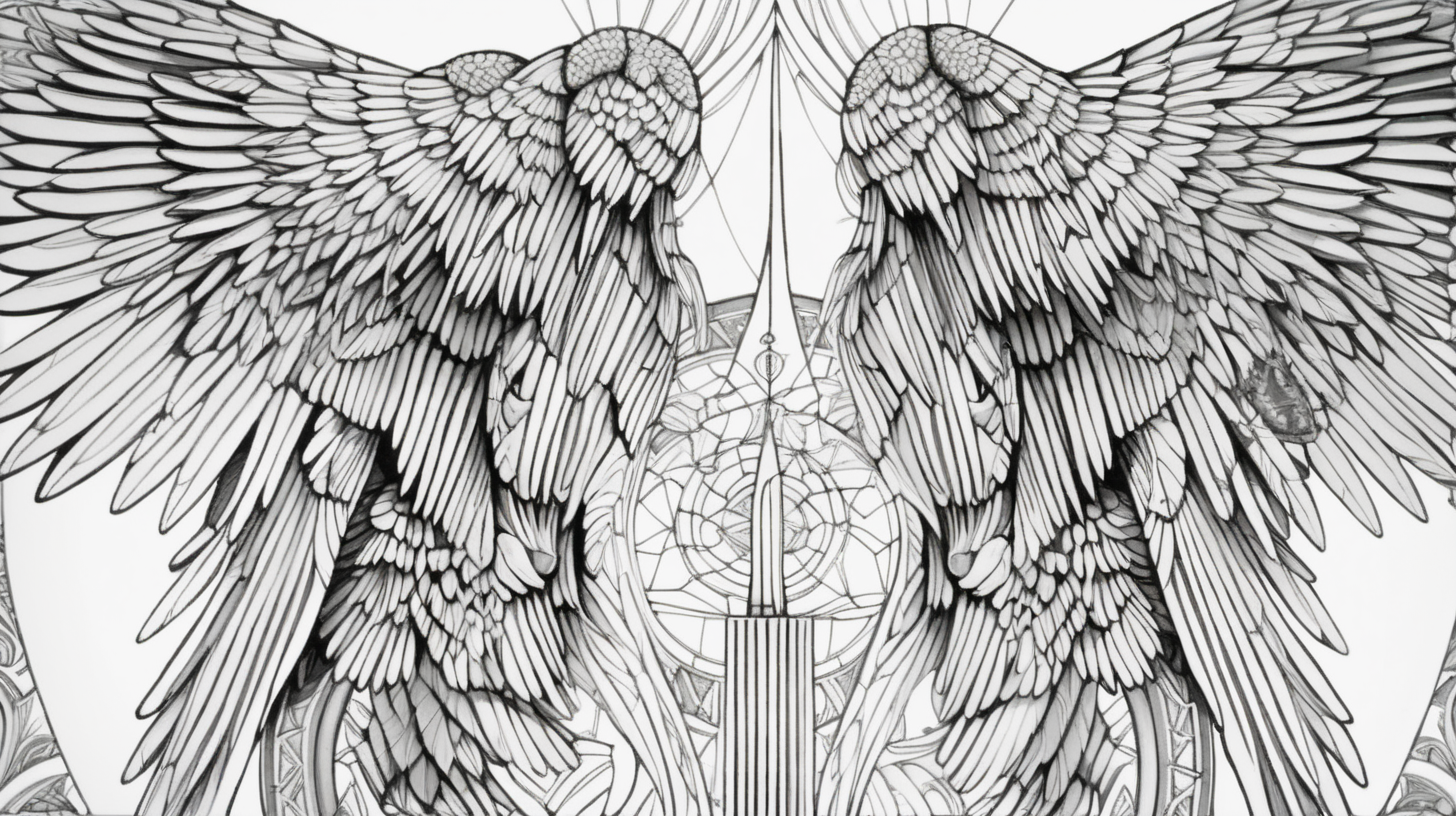 Divine symmetric pattern, angles with huge wings,