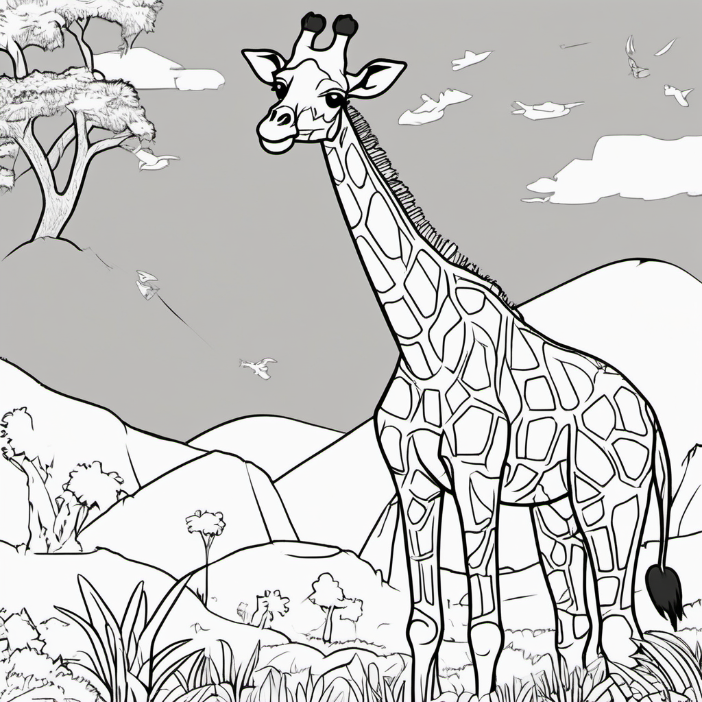imagine colouring page for kids Giraffe rex in