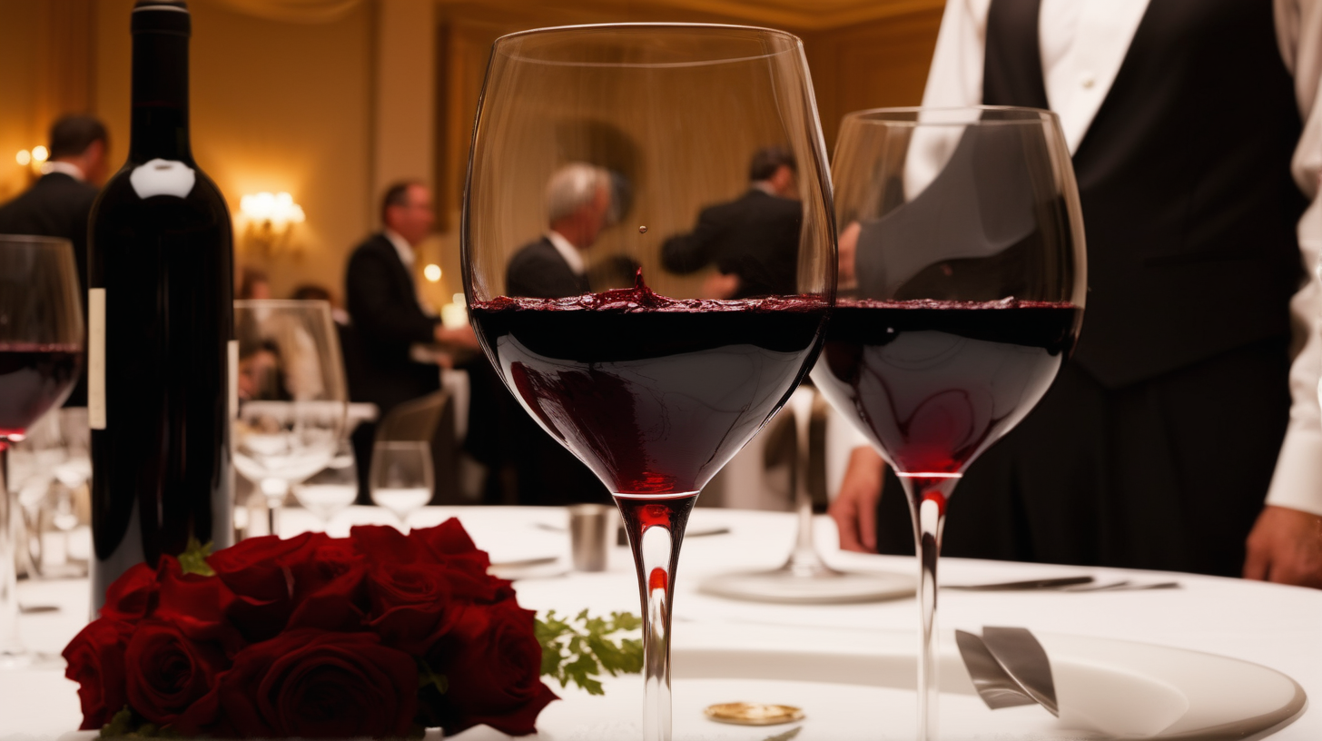 red wine at a formal dinner
