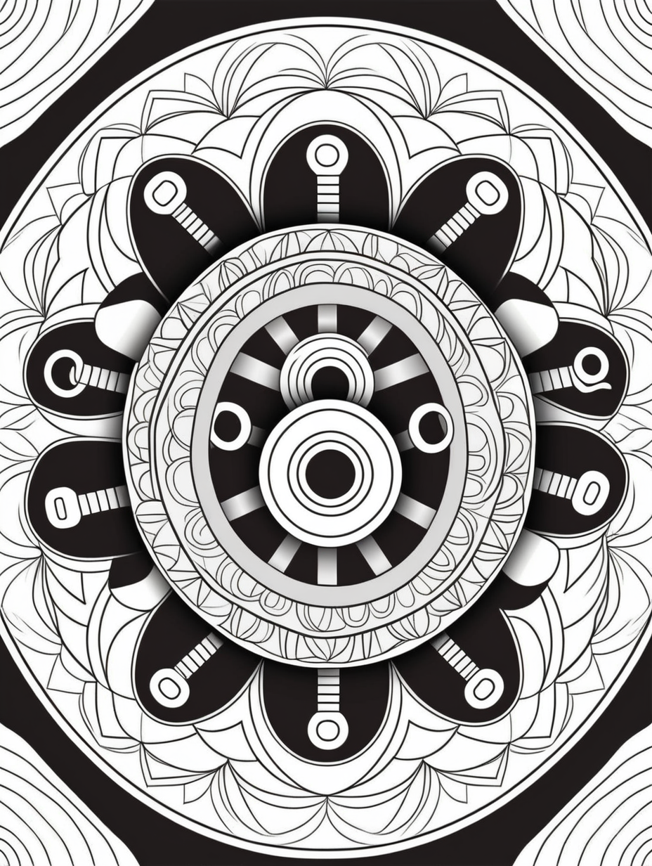 weight lifting inspired mandala pattern black and white