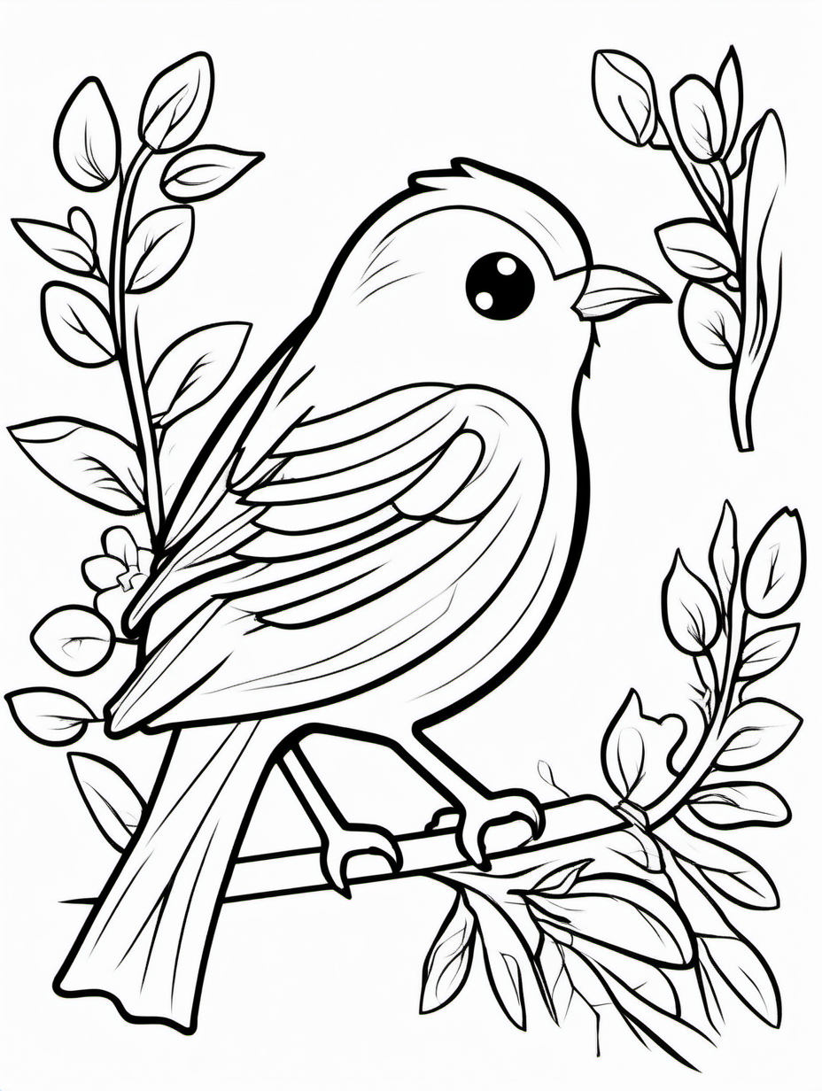 adorable bird icon for coloring without background