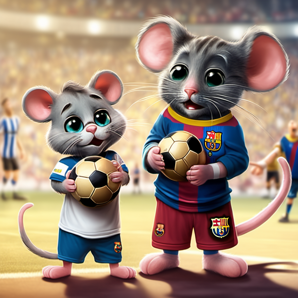 Mouse dressed as a footballer from FC Barcelona