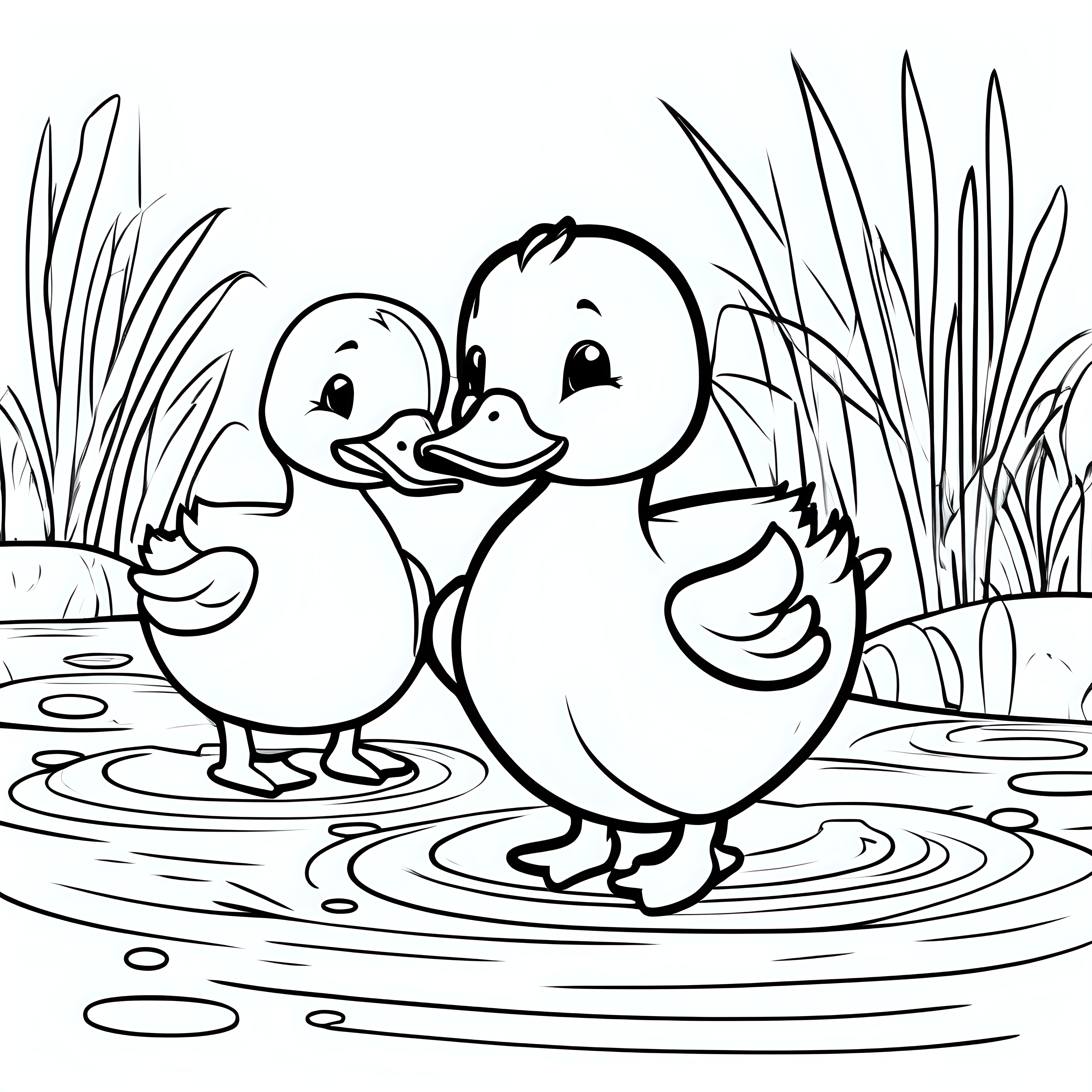 draw a cute ducks with only the outline  for a coloring book