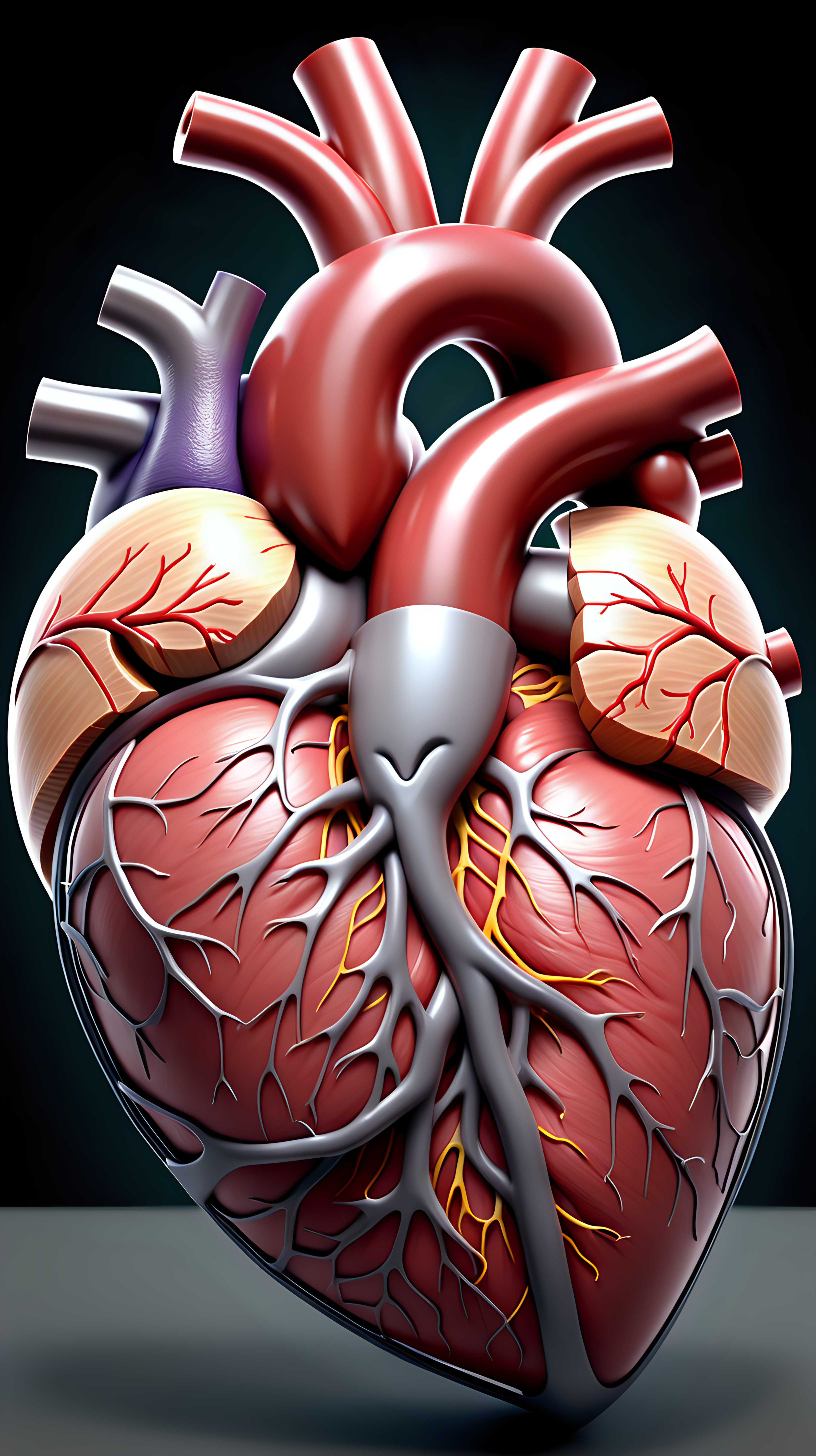 a detailed and realistic illustration of a human heart inside the chest, resembling an anatomy book. Capture the intricate details and textures. Use a high-quality camera model and lens to ensure sharpness and clarity. Illuminate the scene with soft and natural lighting to highlight the anatomical features. Aim for a scientific and informative style of photography