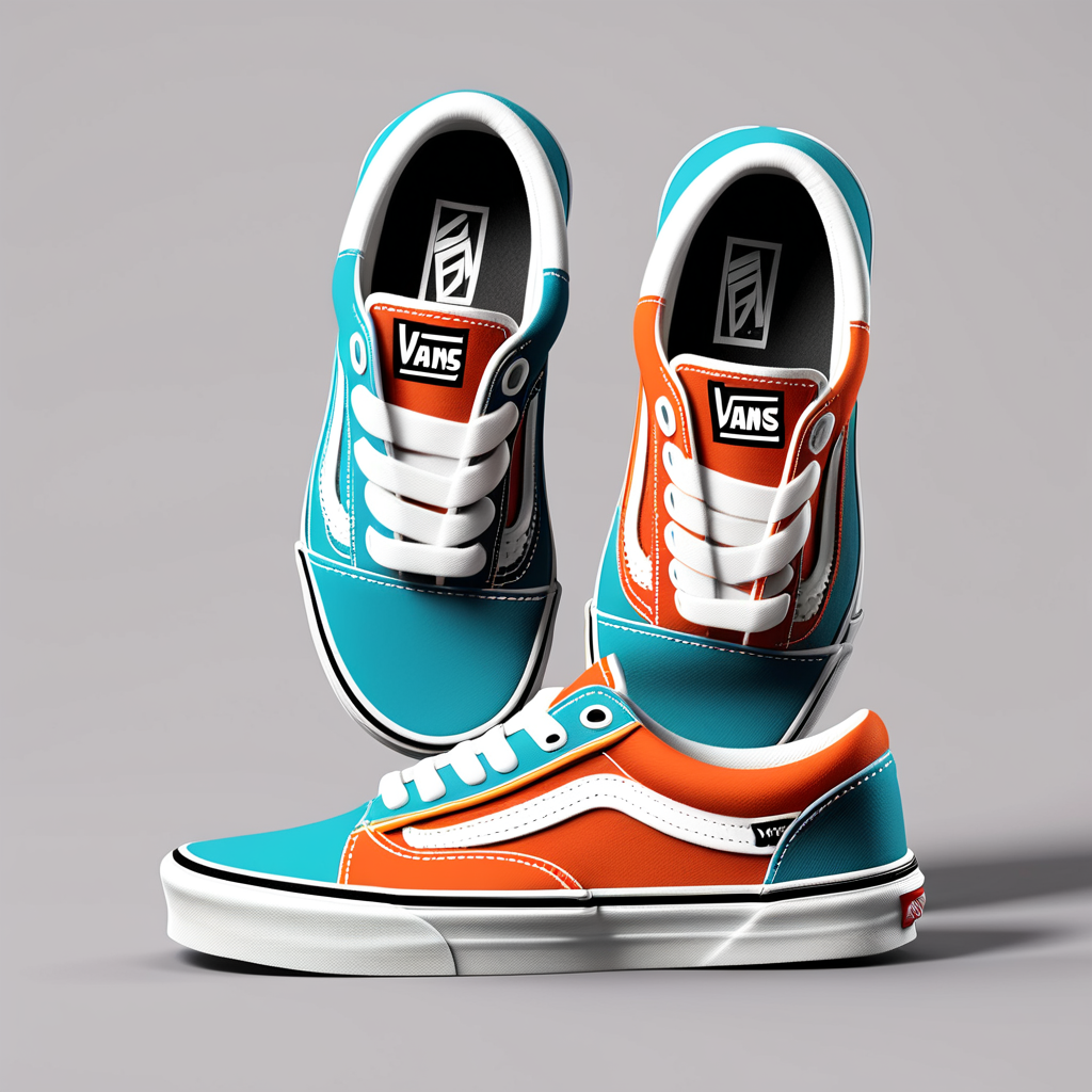vans sneakers on kids with the word South interstate95 design on them on a mock up