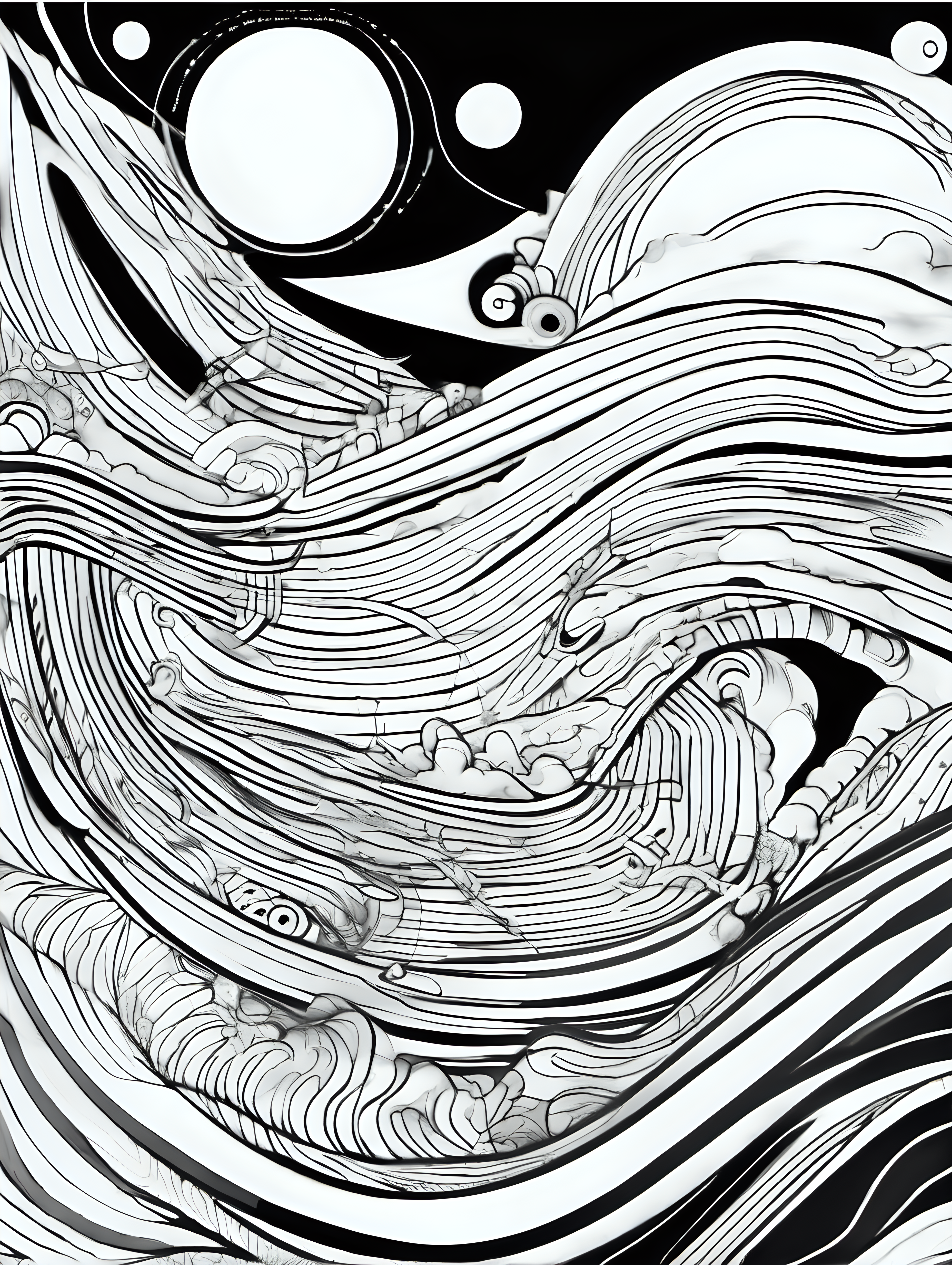 abstract airwaves, coloring page, no color