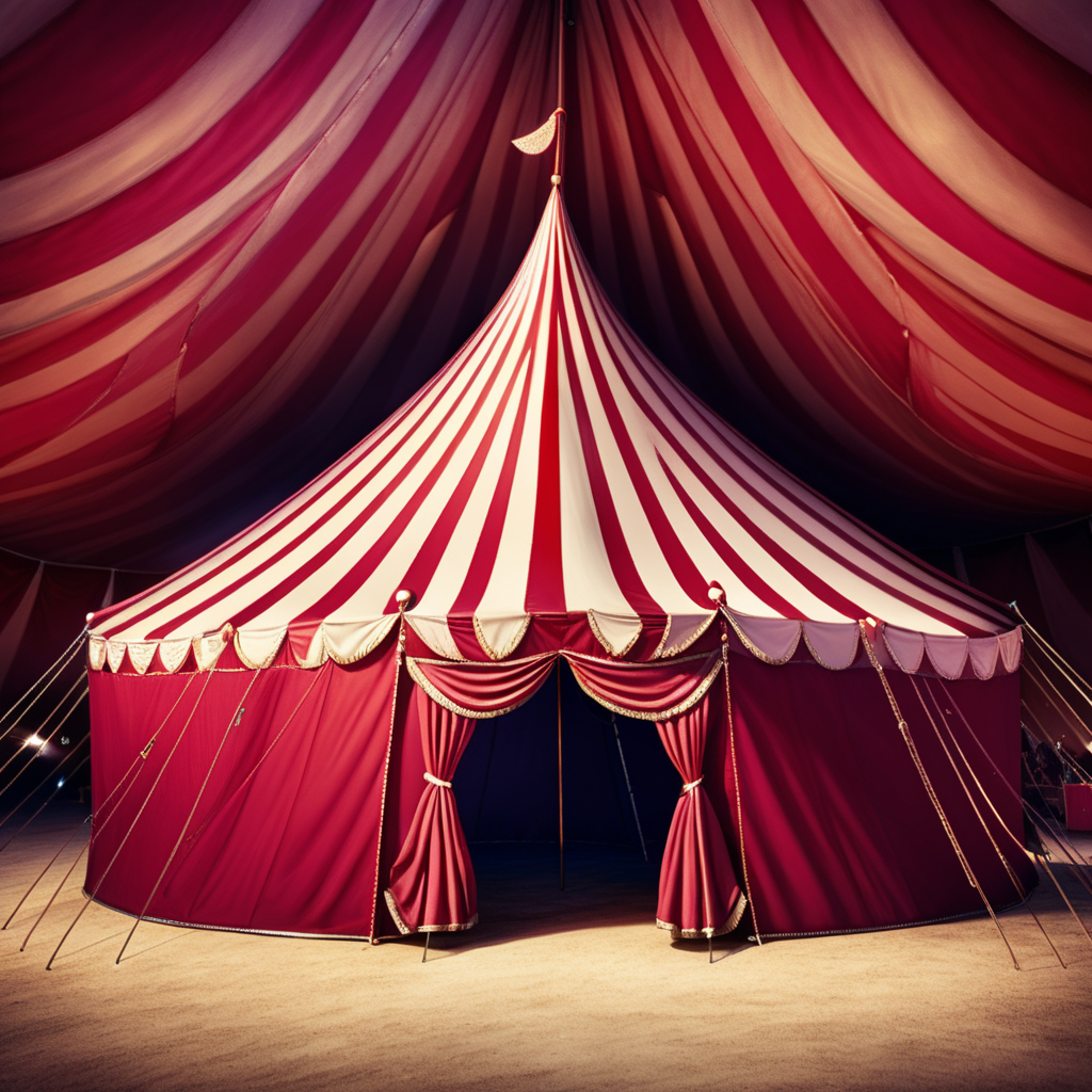 one heart shaped deep red circus tent
