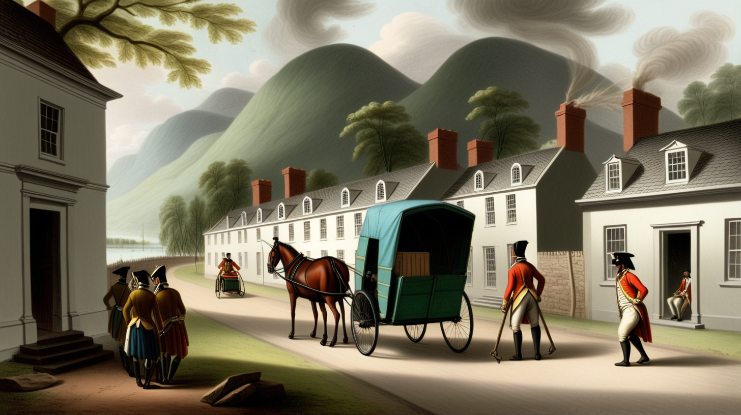 A rickshaw being pulled comes to a halt at the residence of Fort william 1781,