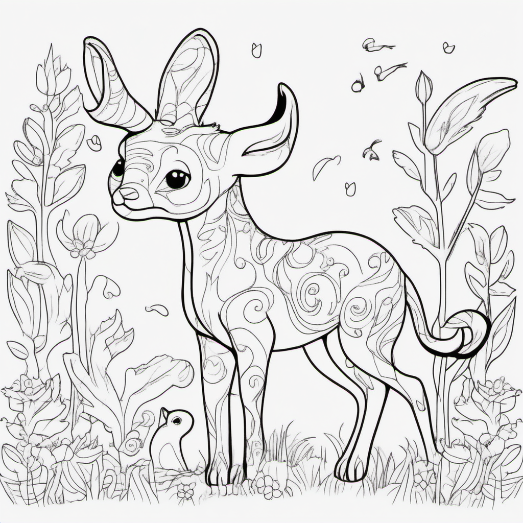 draw cute animals with only the outline in back for a coloring book