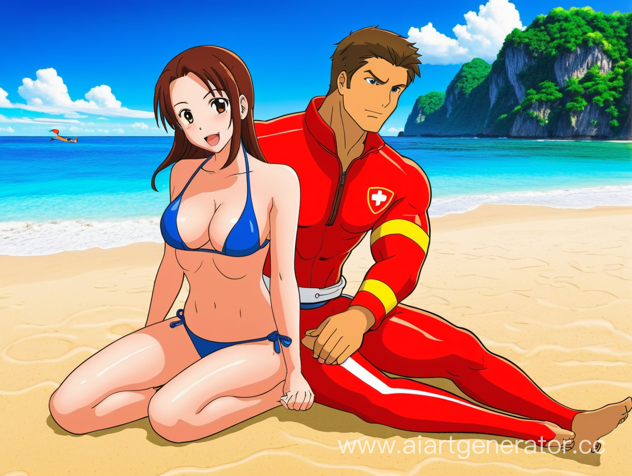 " Anime lifeguard  saves CPR  bikini girl"
