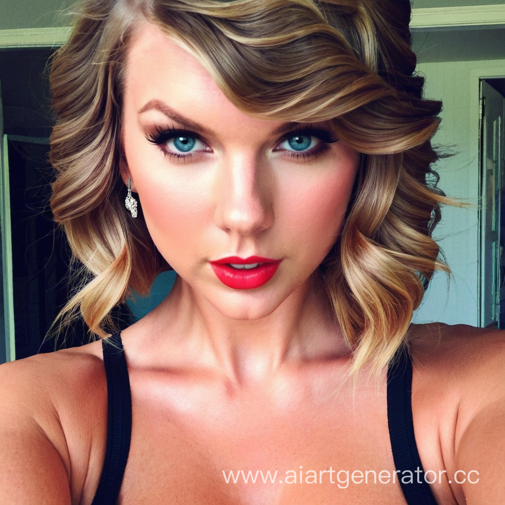 Taylor swift, tank top, cleavage, selfie of face and breasts