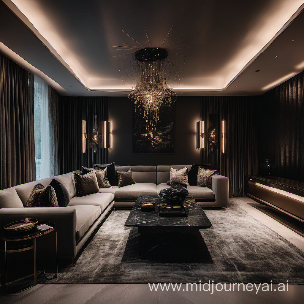 luxury interior design with moody vibes and high end with dimmed lights