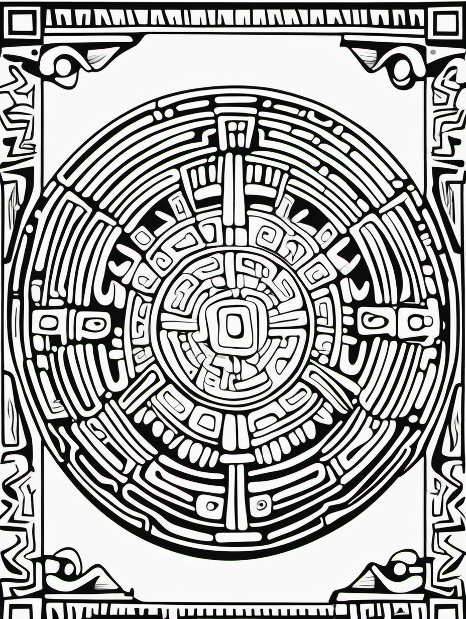 mayan design coloring page simple draw no colors