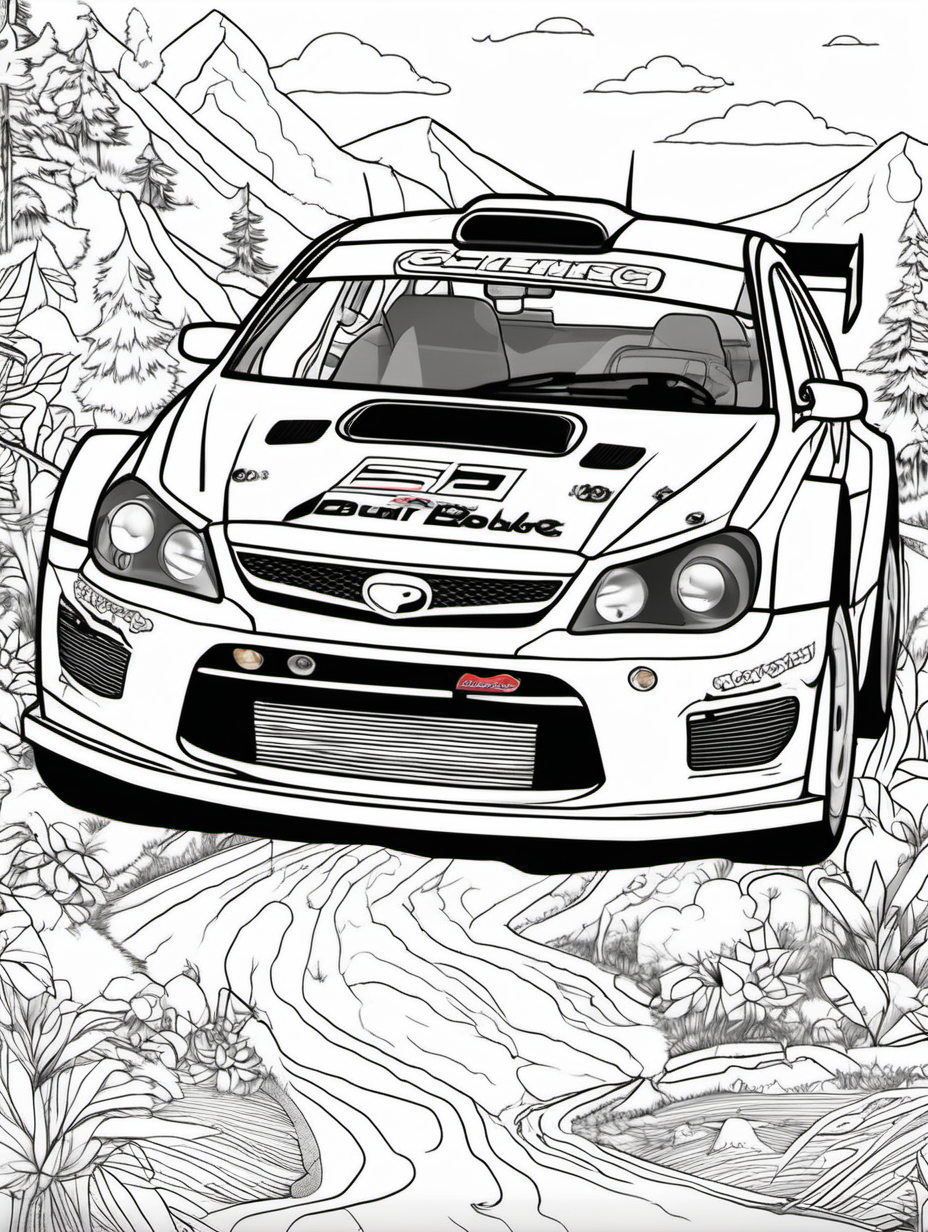 rally car for colouring book