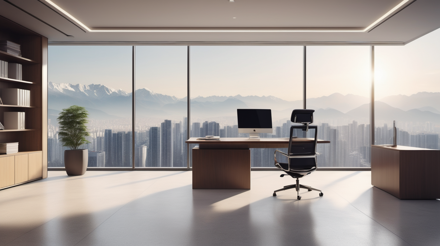 Financial director office with a panoramic view of