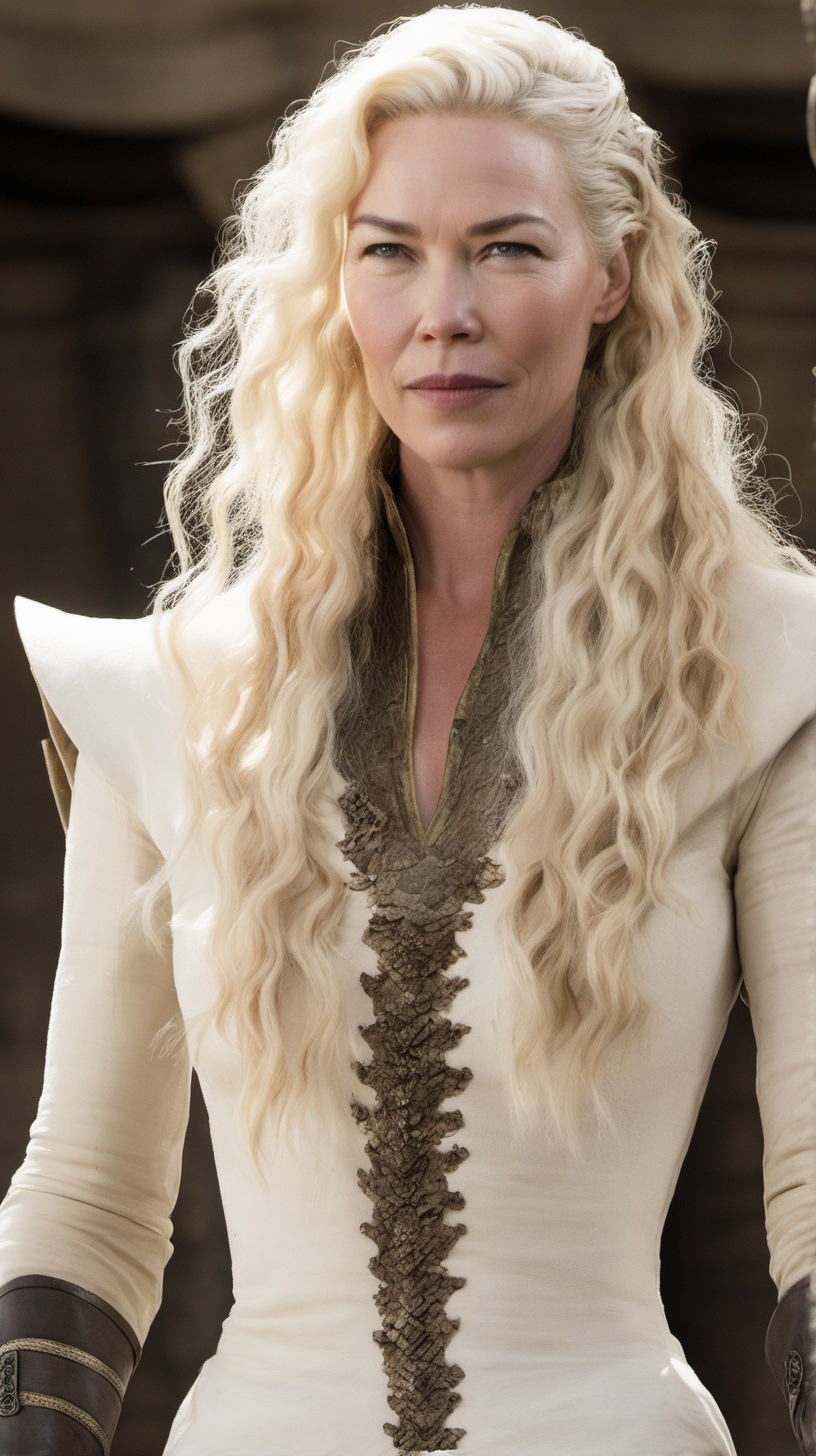 Connie Nielsen with platinum blonde hair in Game of Thrones

