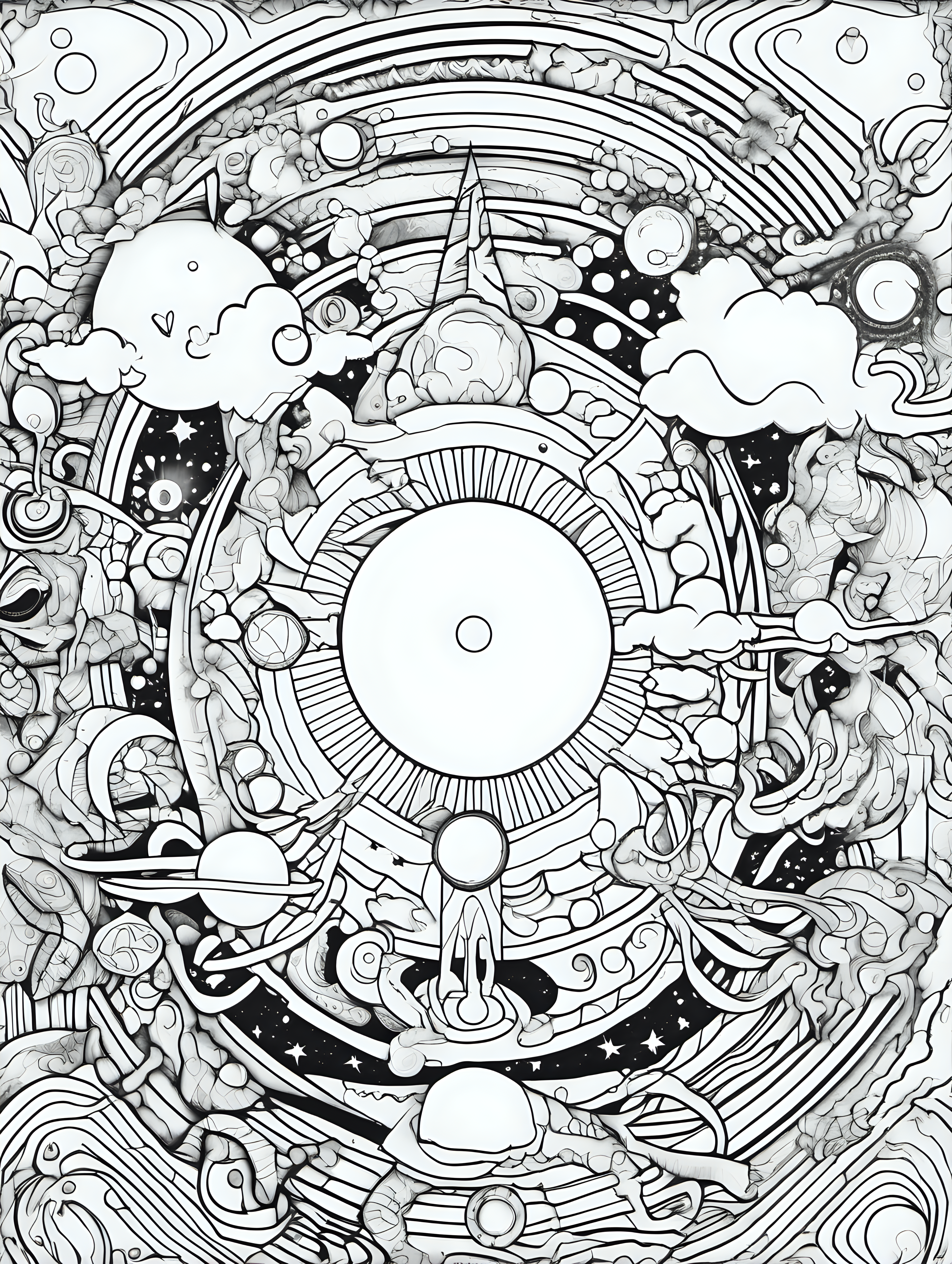 universe abstract, coloring page, no color